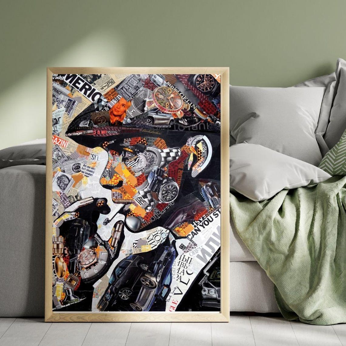 Abstract Pop Art Collage Modern Mixed Media Art Print Automotive And Industrial Theme Bold Wall Decor - Image 3