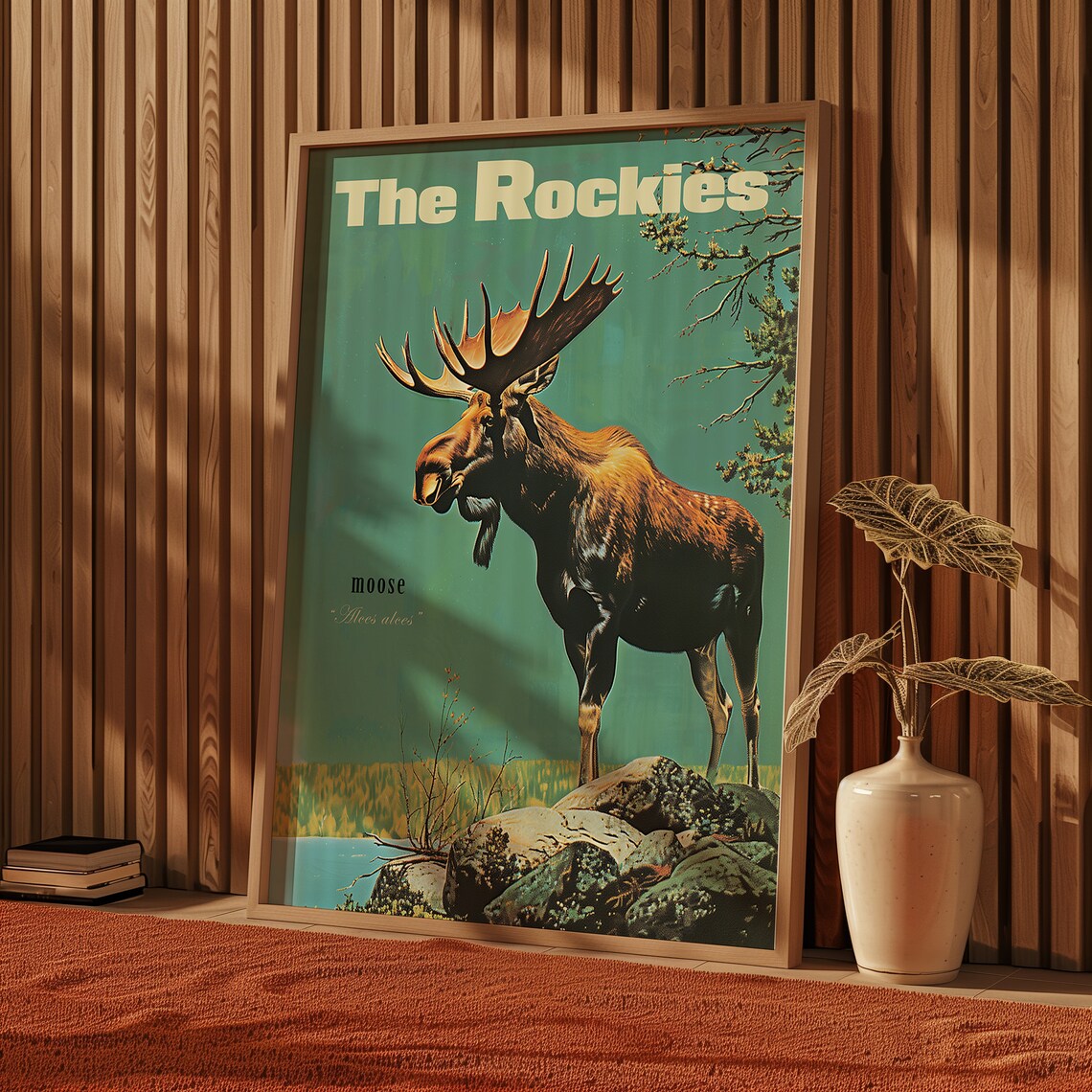 Vintage Moose Retro Hunting Poster, Rocky Mountains - Image 5