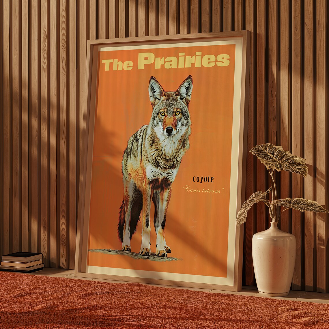 Vintage Coyote Print, Prairies Saskatchewan Canada - Image 5