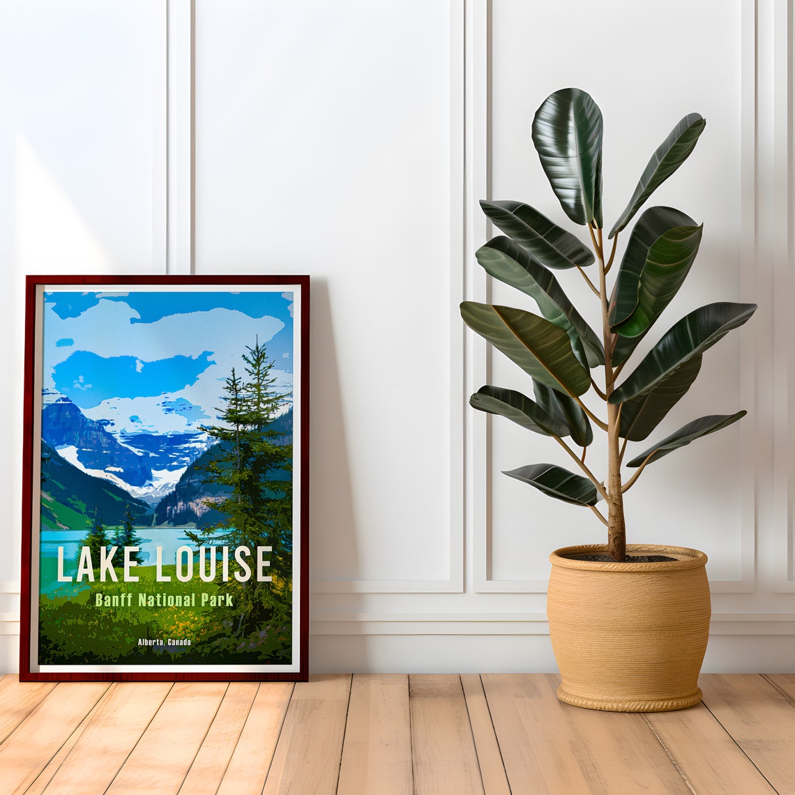 Lake Louise Retro Travel Poster Alberta Canada Vintage Canadian Rockies Poster Hiking Canada Print Banff National Park Travel Poster - Image 2