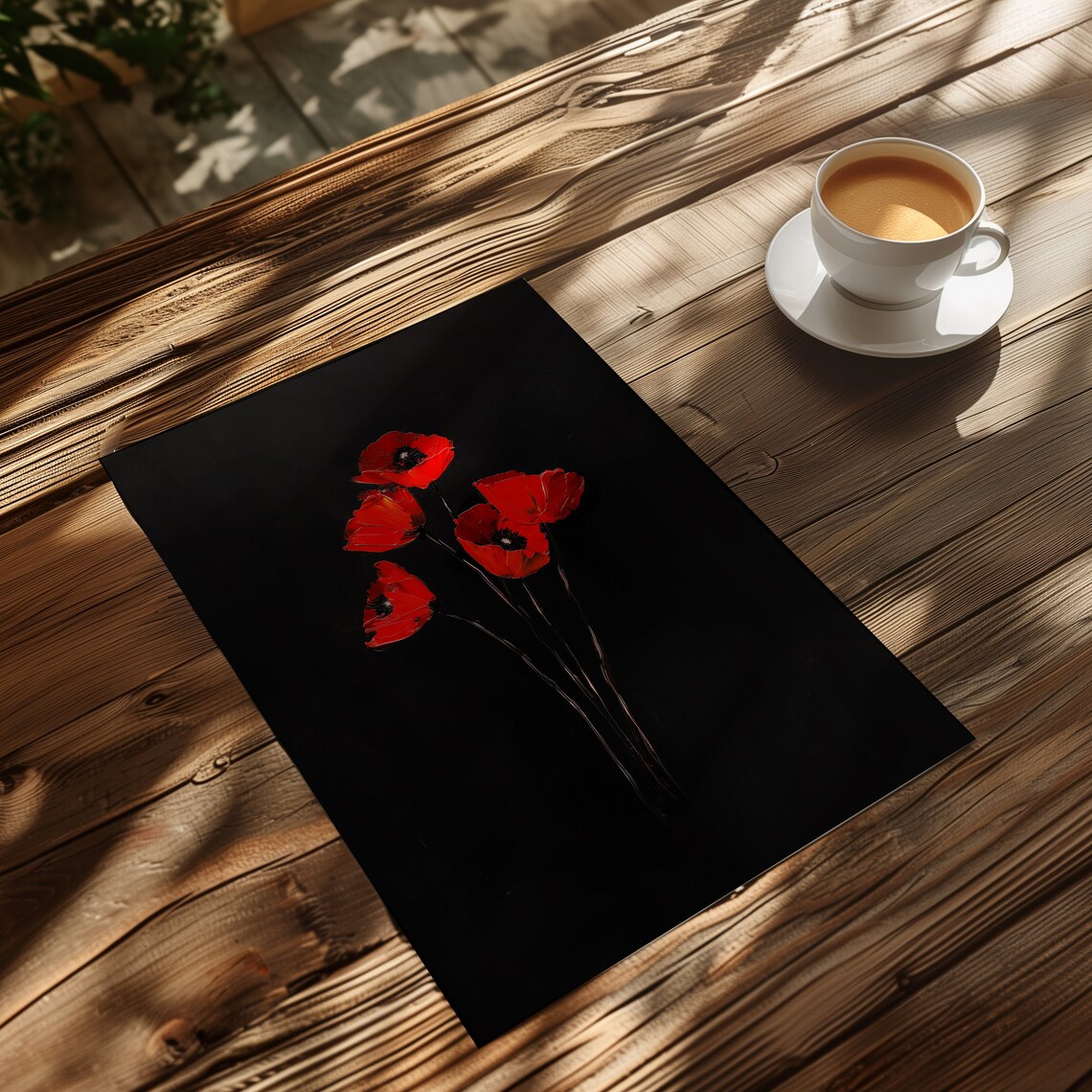 Vintage Red Poppy Oil Painting, Gothic Botanical Art Print - Image 5