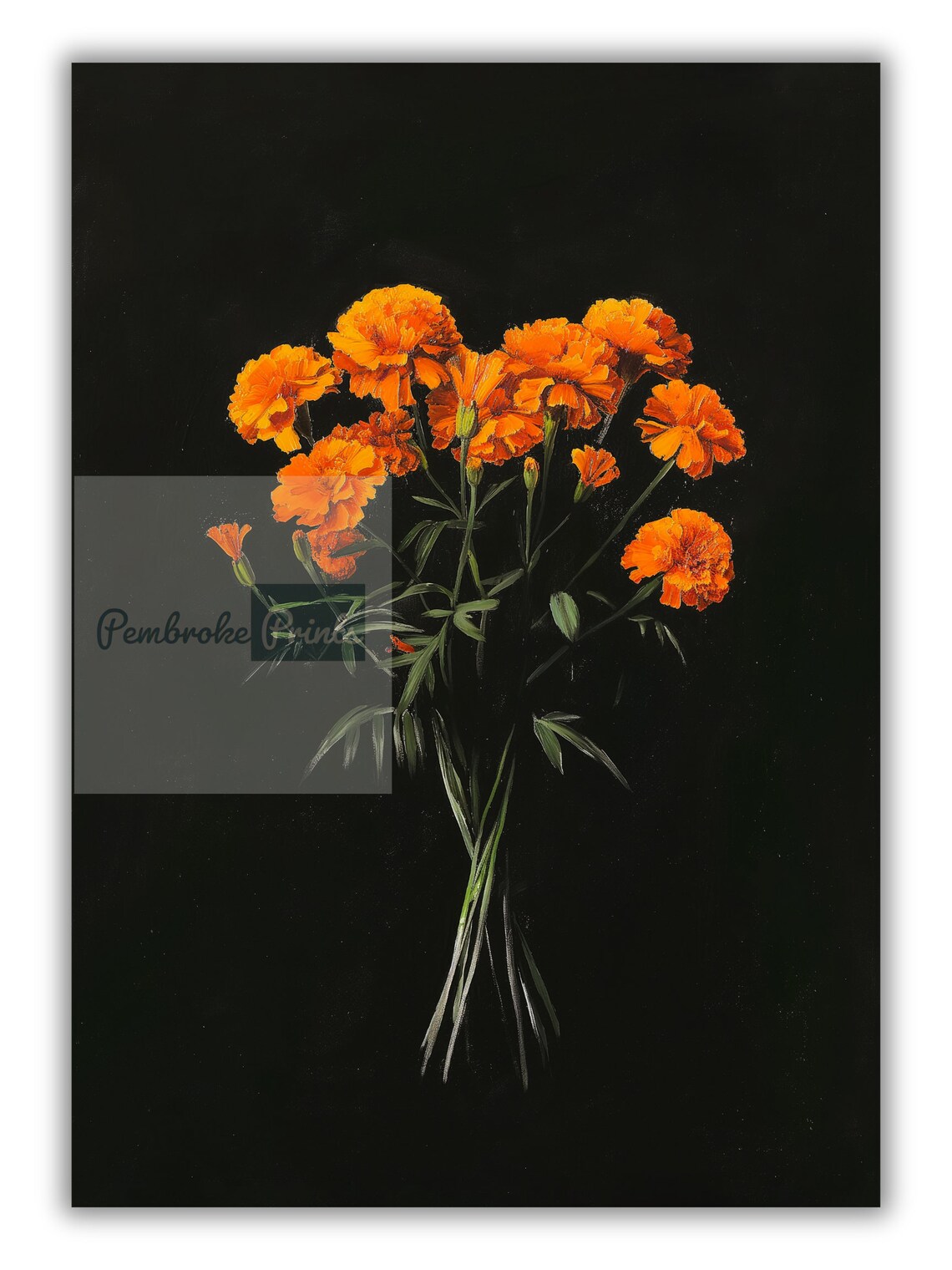 Vintage Orange Marigolds Antique Botanical Art Print - Image 3