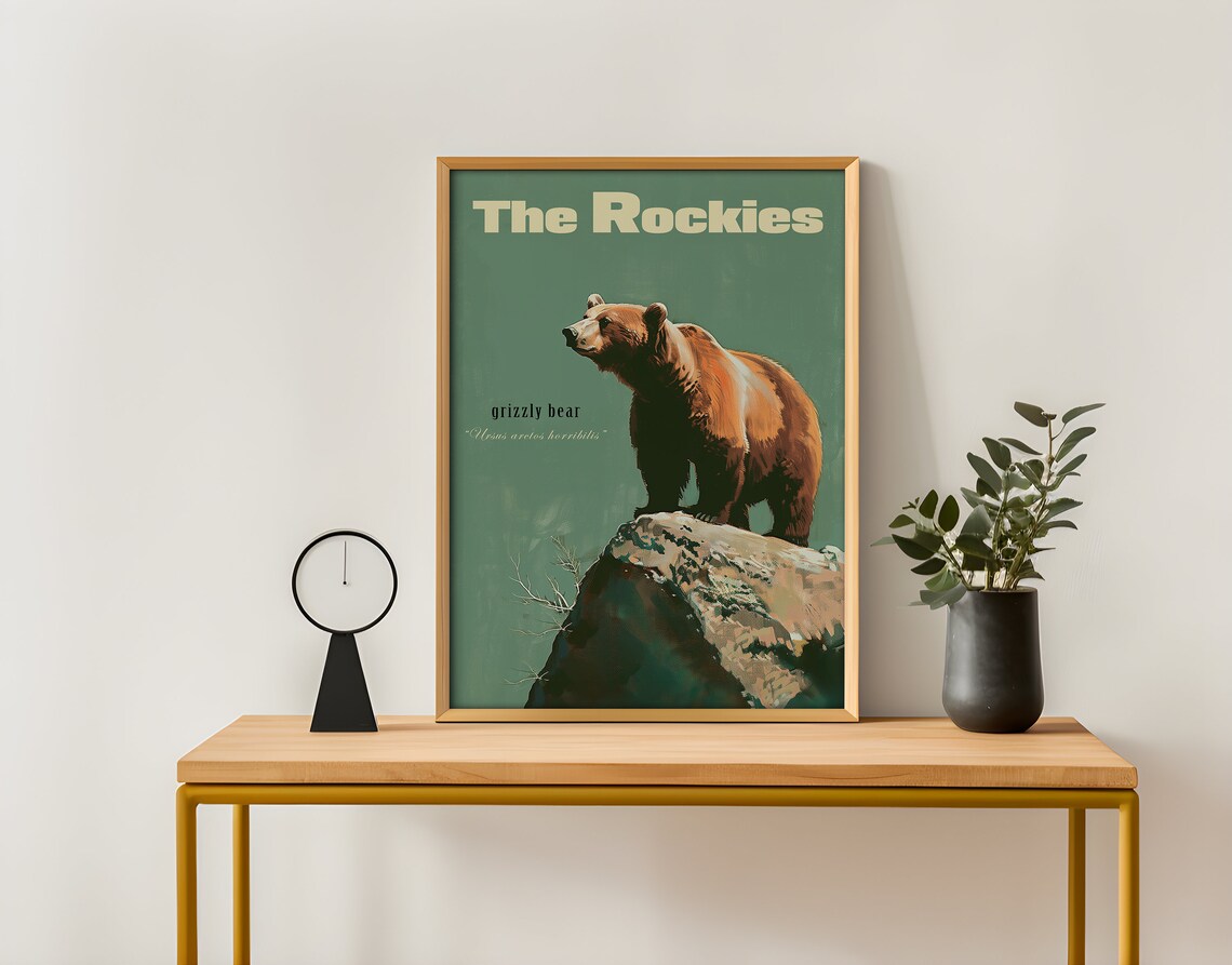 Vintage Grizzly Bear Travel Poster, Rocky Mountains - Image 2