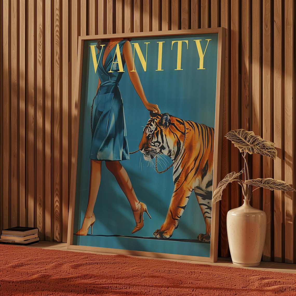 Vintage Woman Walking A Tiger Poster Print - Image 5