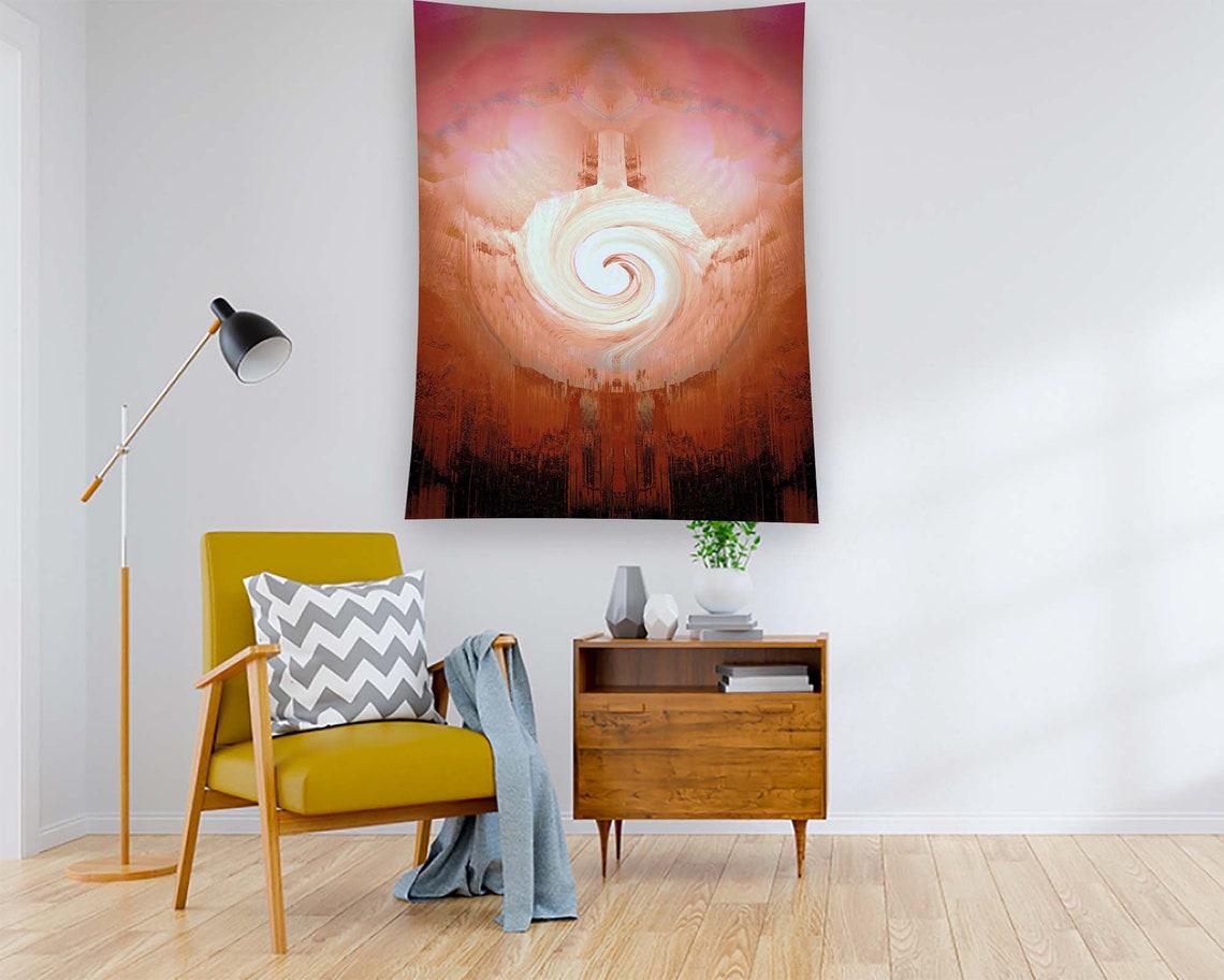 Burnt Orange Swirl Abstract Fire Dream Symmetric Modern Digital Poster - Image 2