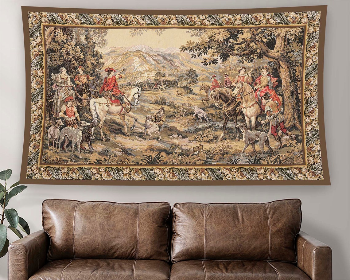 Medieval Hunting Scene Horsemen Hounds Renaissance Castle Poster