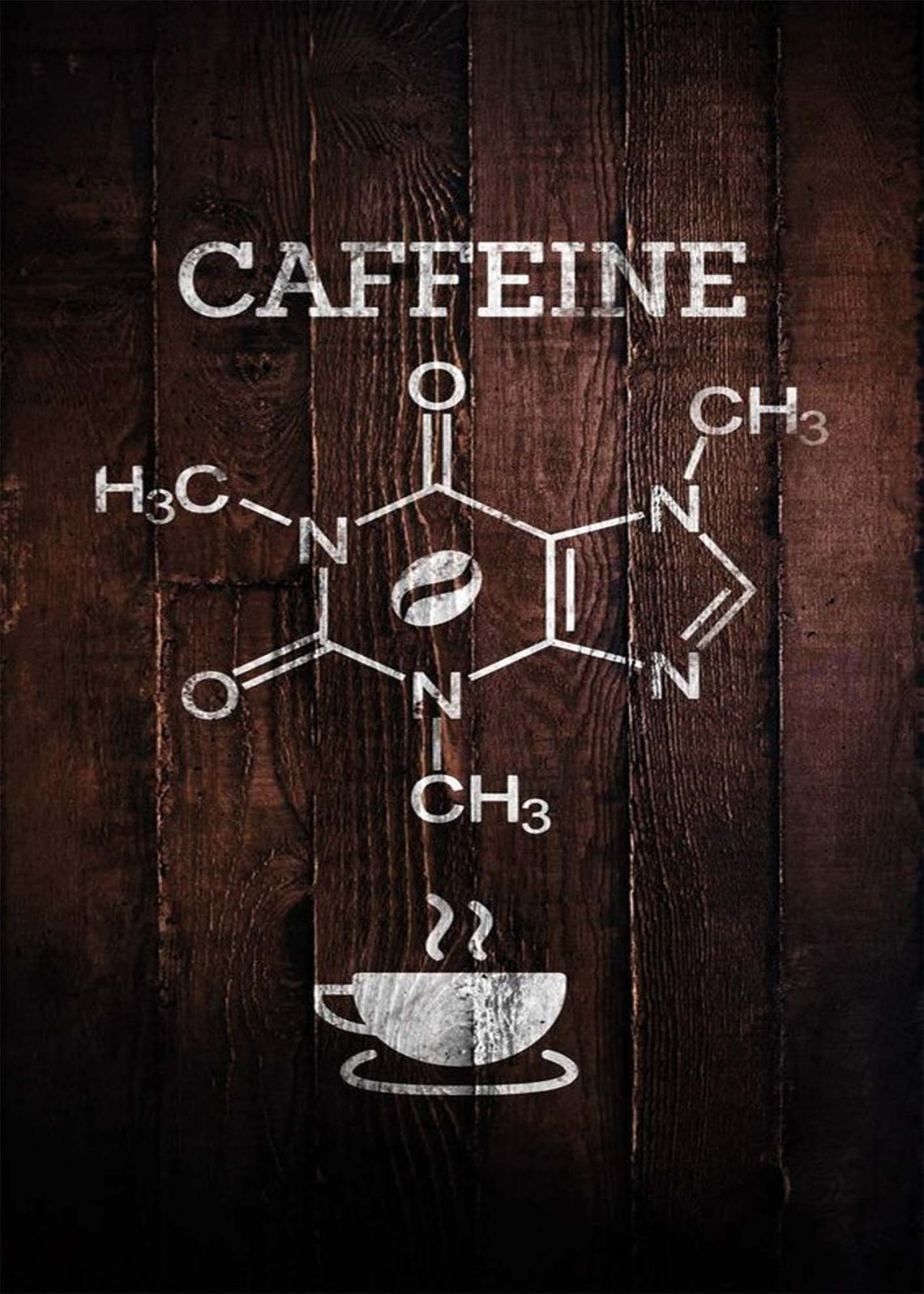 Dark Wood Caffeine Molecule Formula Coffee Chemistry Tapestry Wall Art - Image 3