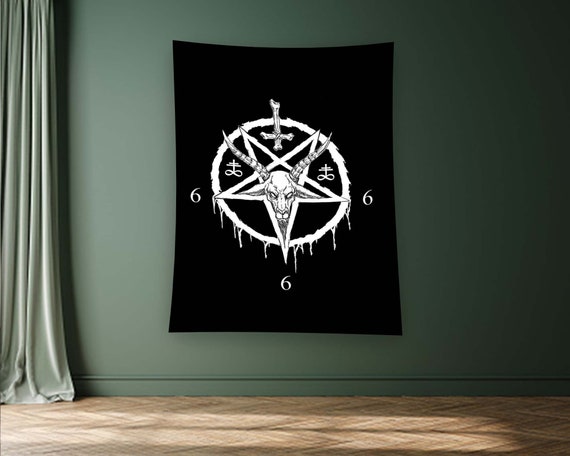 Pentagram Tapestry Gothic Tapestry Horror Tapestry Black Tapestry Tapestry Horror Custom Tapestry Wall Tapestry Boys Room Woven Tapestry