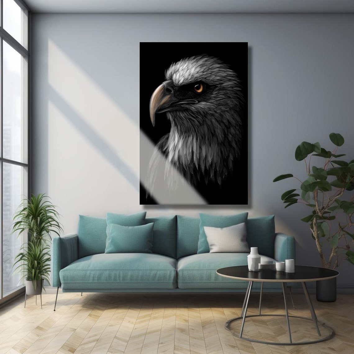 Majestic Black Eagle Head Portrait Amber Eye Wildlife Bird Poster - Image 2