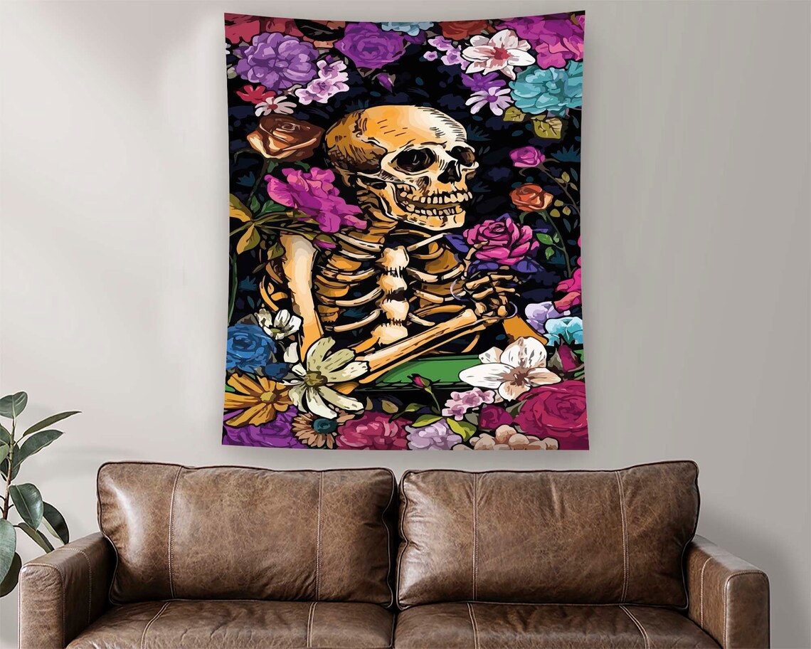 Gothic Skeleton Floral Day Of The Dead Colorful Bloom Dark Poster