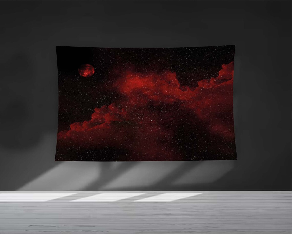 Red Minimalist Abstract Gothic Horror Wall Art Print - Image 2