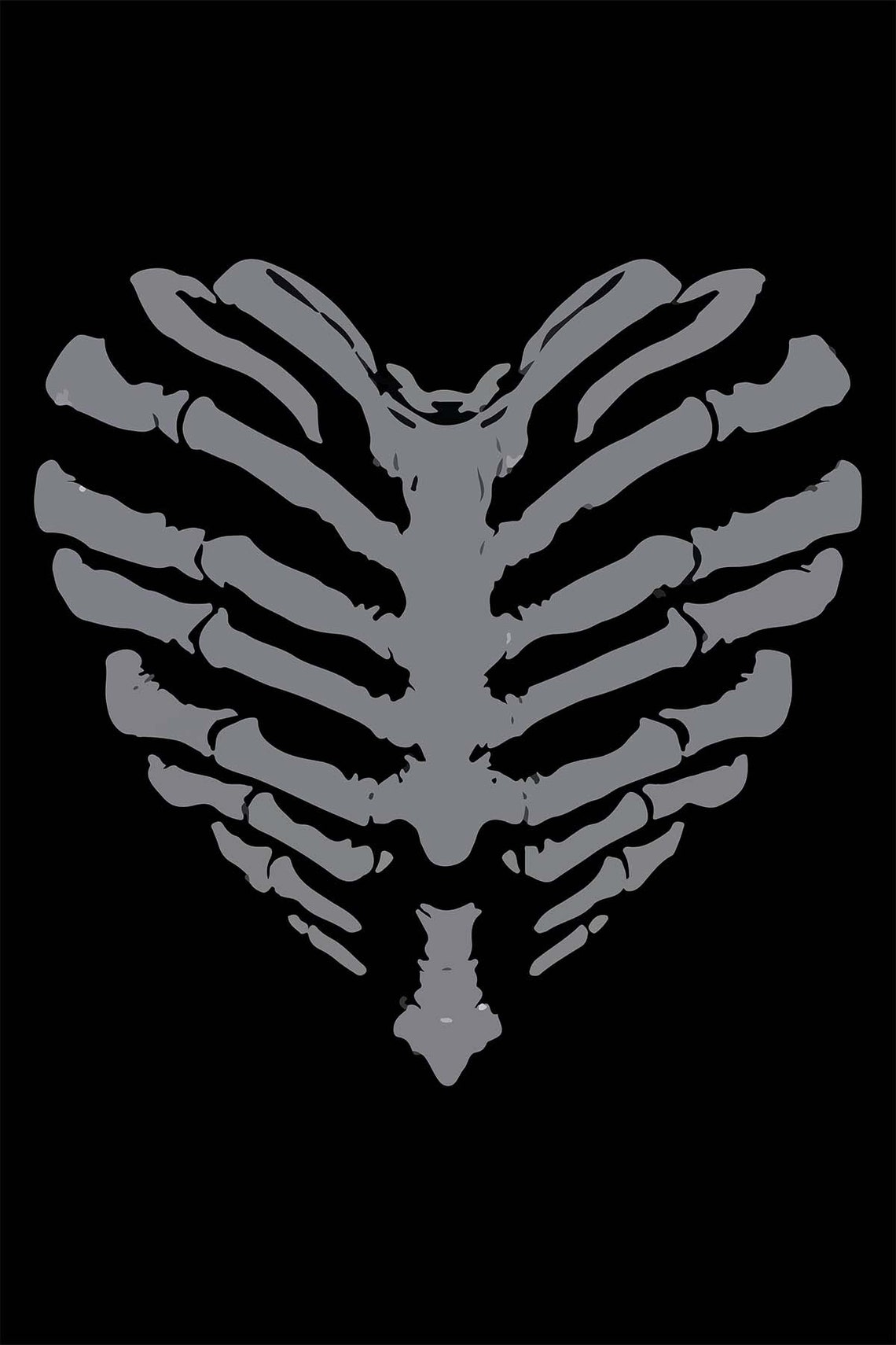 Skeleton Ribcage Heart Black Gothic Dark Horror Tapestry Poster - Image 3