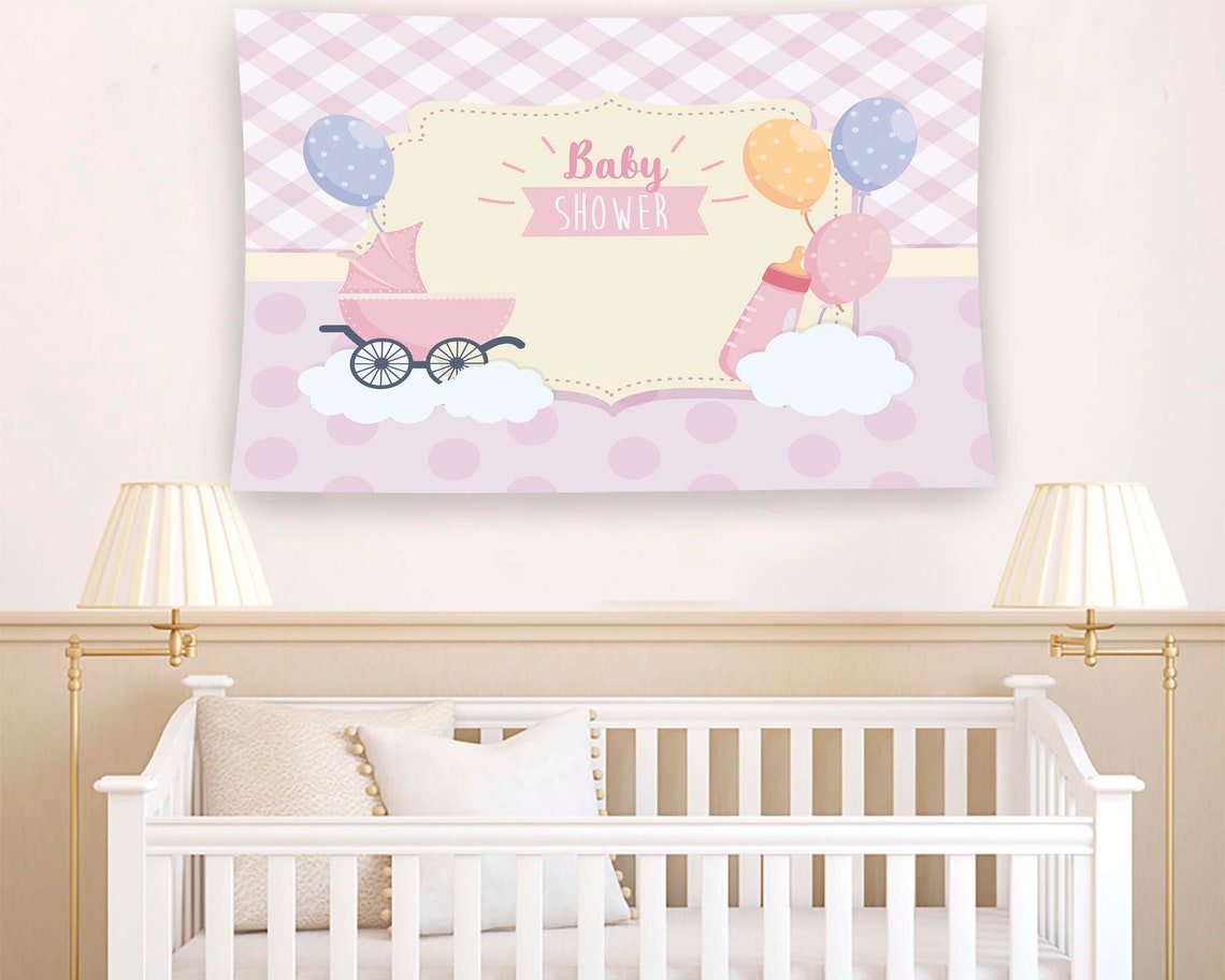 Baby Shower Tapestry Baby Shower Decor Gender Party Tapestry Party Tapestry Boy Or Girl Tapestry Gift Tapestry Baby Room Tapestry - Image 2