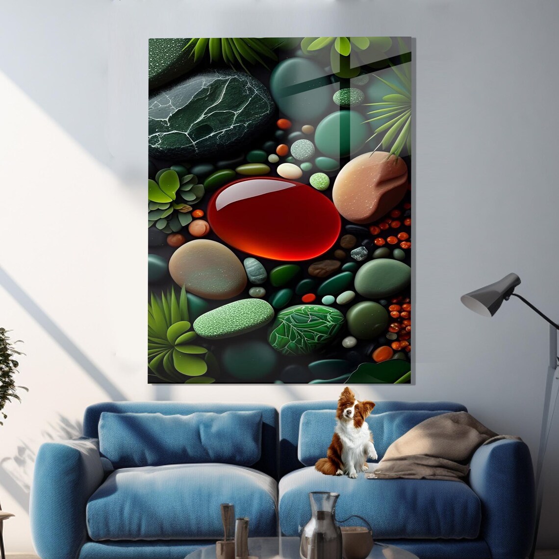 Colorful Polished Stones Green Leaves Abstract Zen Gallery Poster - Image 3