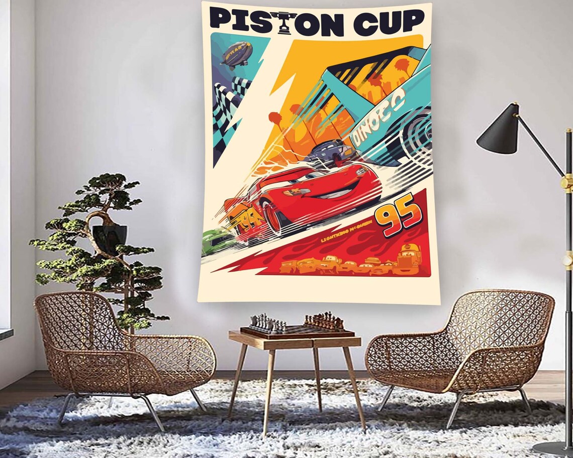 Cars Nursery Tapestry Wall Hanging Art Print - Image 3