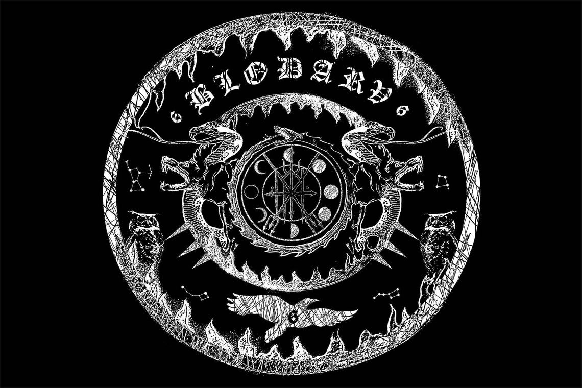 Norse Viking Occult Circle Serpent White On Black Gothic Runic Poster - Image 3