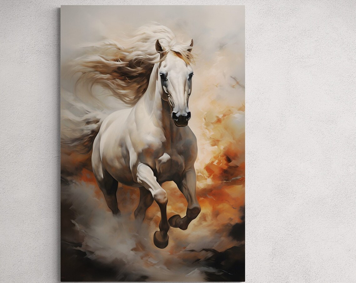 Chestnut Horse Portrait Painting Equine Head Animal Decor Wall Art - Image 3