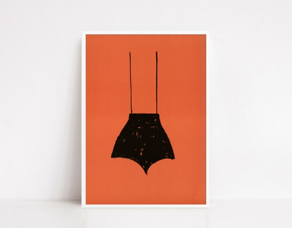 Terracotta Hanging Form Minimalist Black Abstract Modern Art Poster