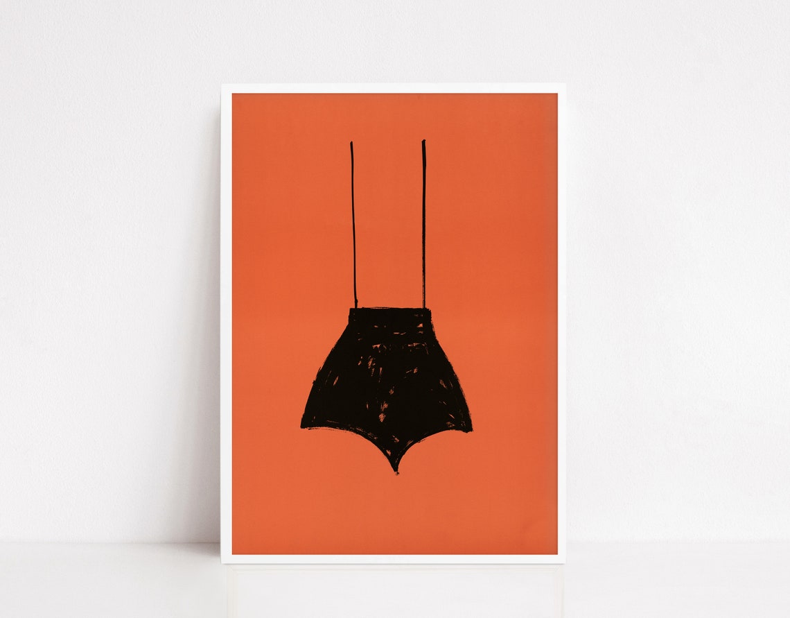 Terracotta Hanging Form Minimalist Black Abstract Modern Art Poster