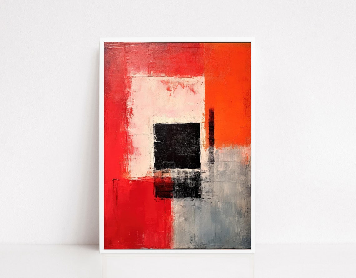 Rothko Style Red Orange Black Abstract Color Block Modern Poster