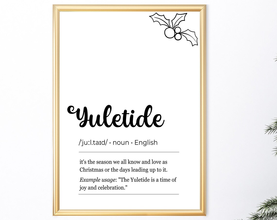 Yuletide Definition Holly Typography Holiday Decor Wall Poster