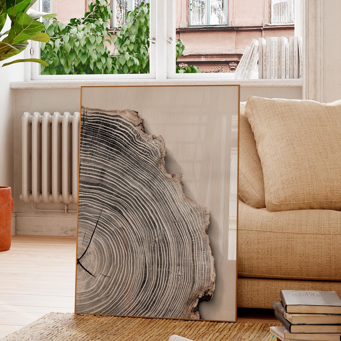 Tree Ring Black And White Farmhouse Art Print