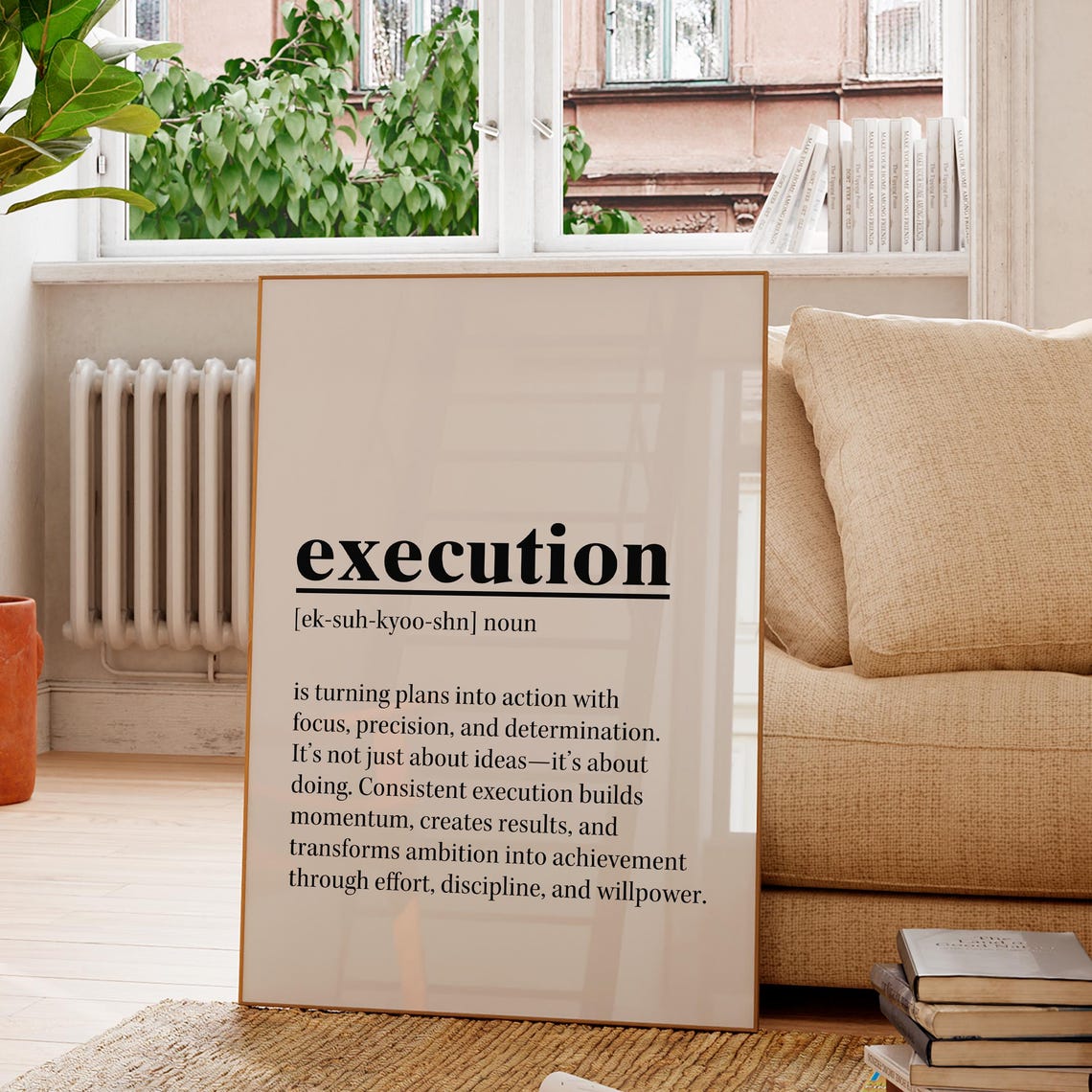 Execution Dictionary Definition Minimalist Motivational Wall Poster