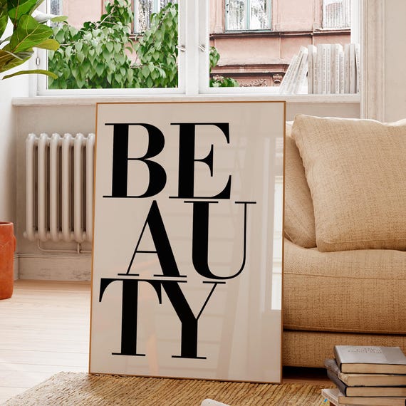 Beauty Typography Print, Minimalist Gallery Wall Art