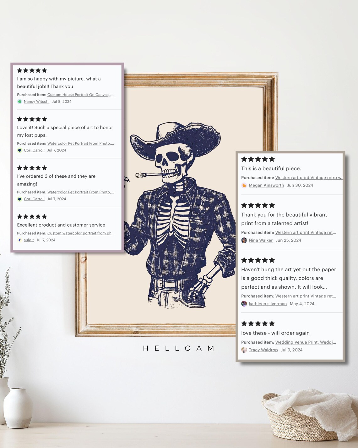 Skeleton Cowboy Vintage Western Art Print, Texas - Image 3
