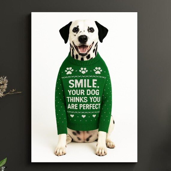 Funny Dog Entryway Decor Dalmatian Wall Art Portrait Artdalmatian Print Pet Lover Gift Welcome Sign