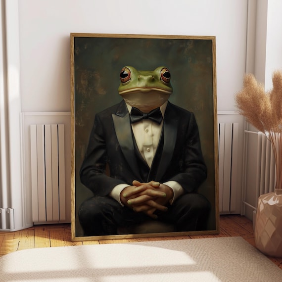Frog Gentleman Portrait Black Tuxedo Funny Formal Art Poster
