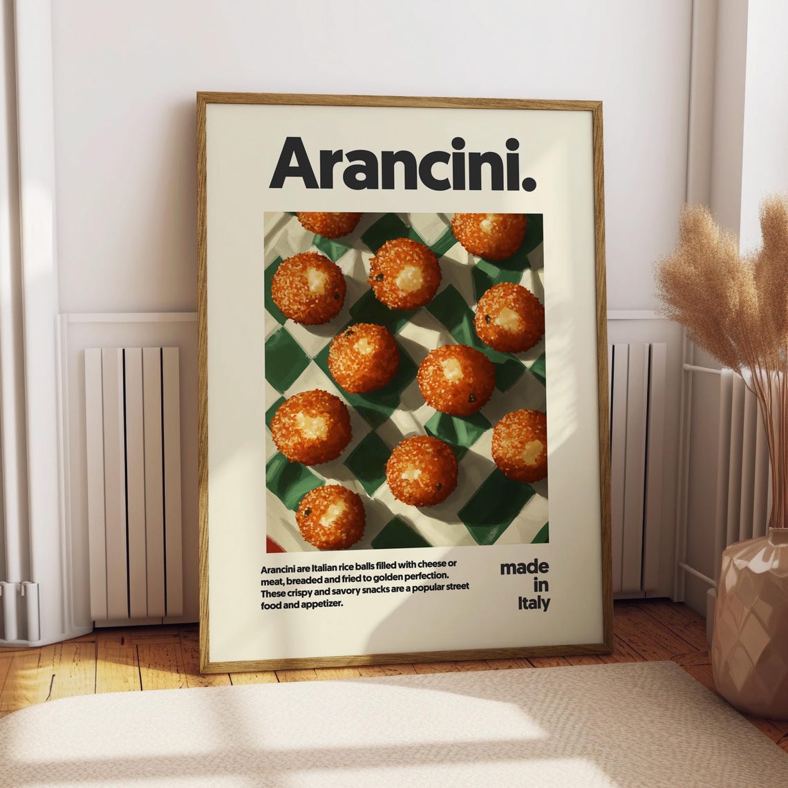 Arancini Golden Crispy Italian Fried Rice Balls Kitchen Poster