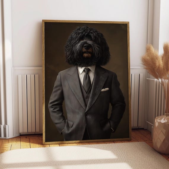 Puli Suit Portrait Dog Poster Pet Custom Art Gift For Lover Funny
