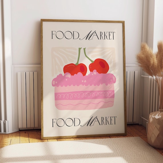 Food Market Cake Poster Baking Kitchen Decor Wall Art Cafe Print 420 Dessert Pudding