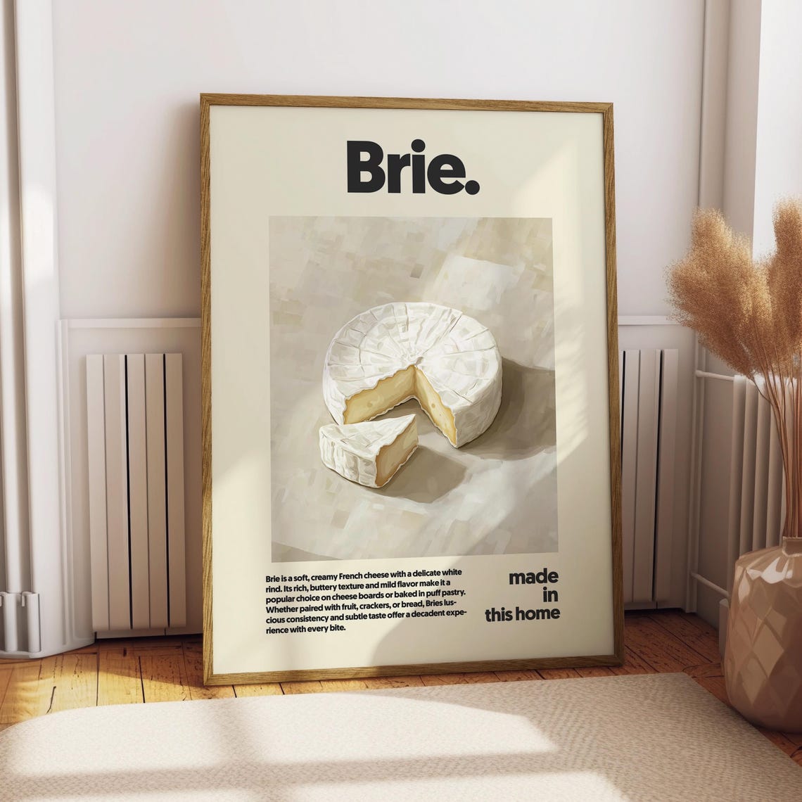 Brie French Cheese Poster Creamy Wheel Kitchen Decor for Cheese Lovers