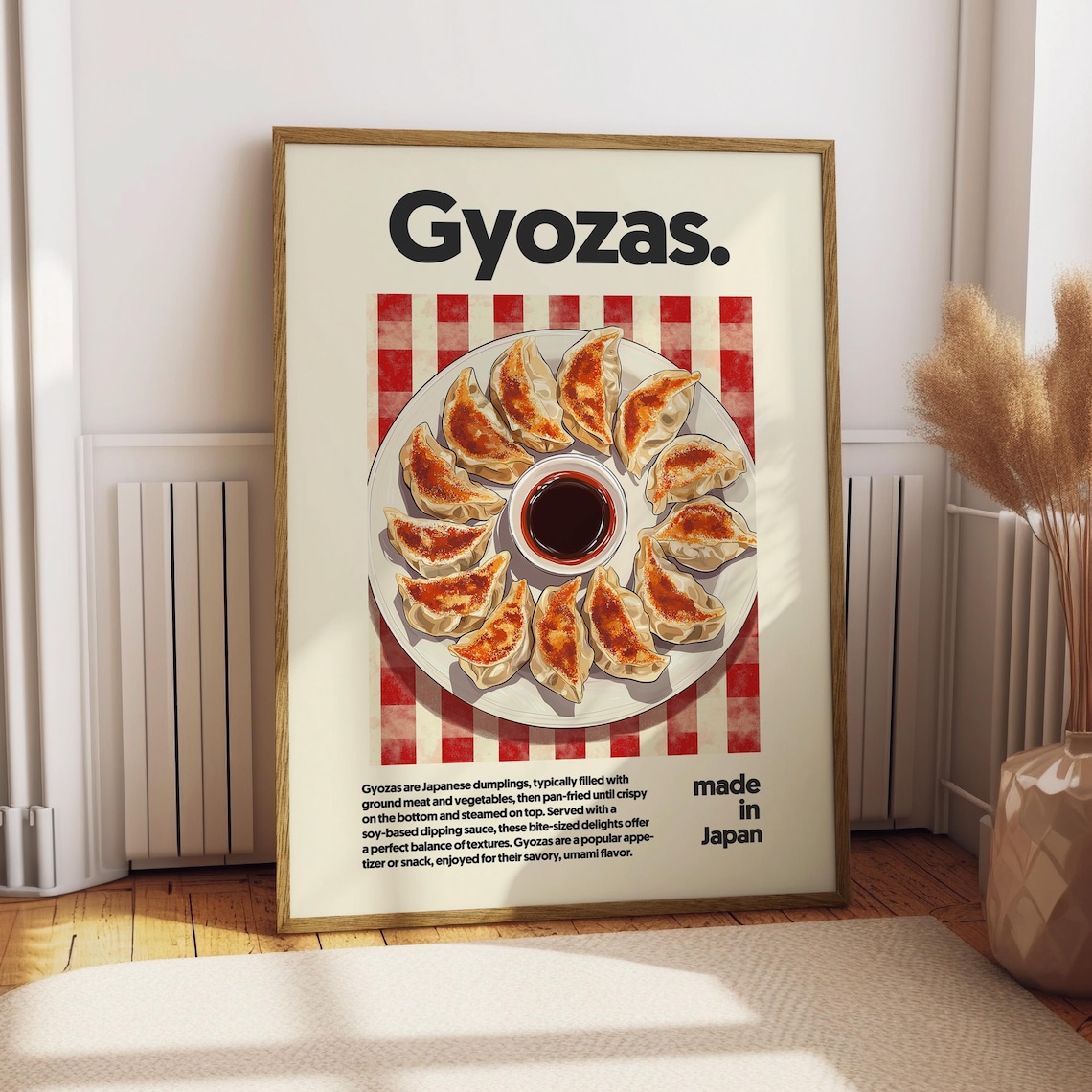 Gyozas Japanese Dumplings Illustration Minimalist Food Poster