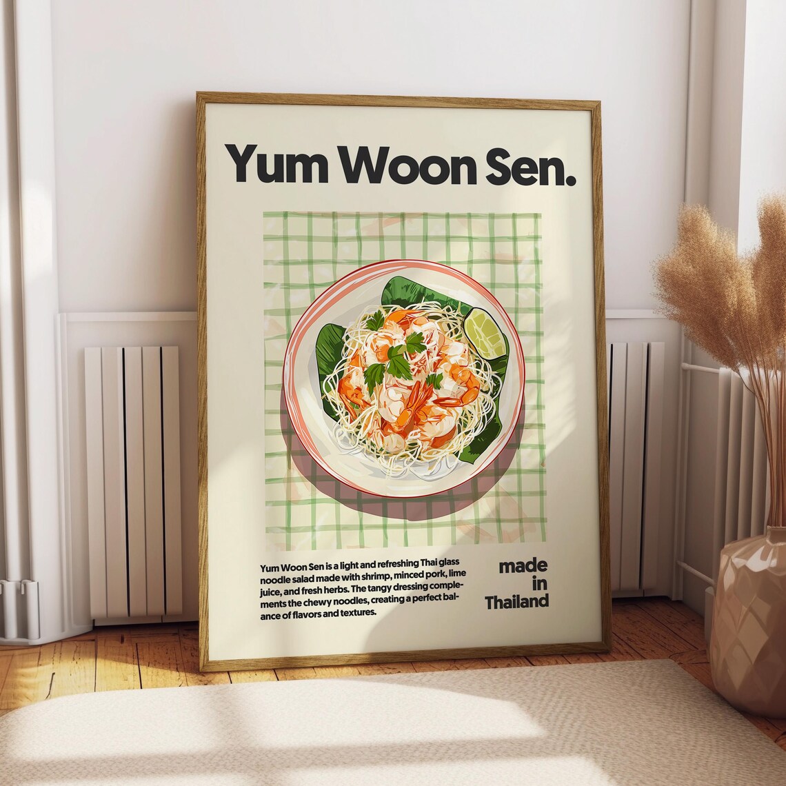 Yum Woon Sen Thai Glass Noodle Salad Shrimp Food Kitchen Poster