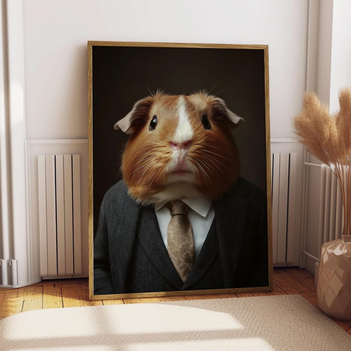 Guinea Pig Business Suit Portrait Funny Pet Poster Executive Gift Art