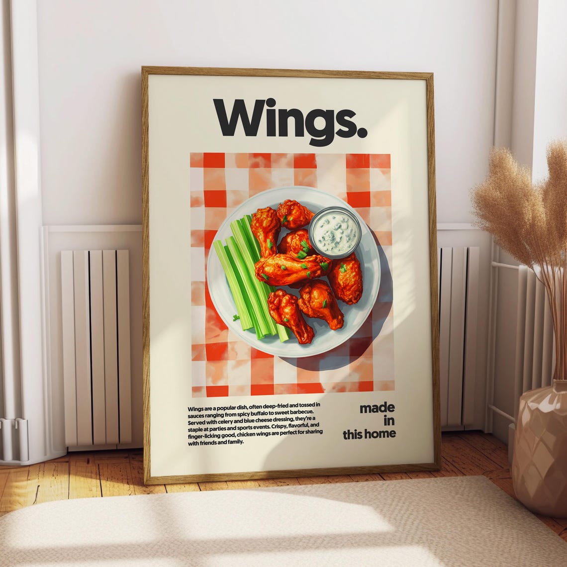 Buffalo Chicken Wings Kitchen Illustration Poster Made in This Home