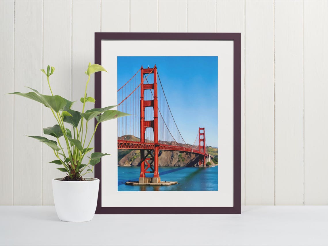 Golden Gate Bridge Red Towers Blue Bay Iconic Landmark Print