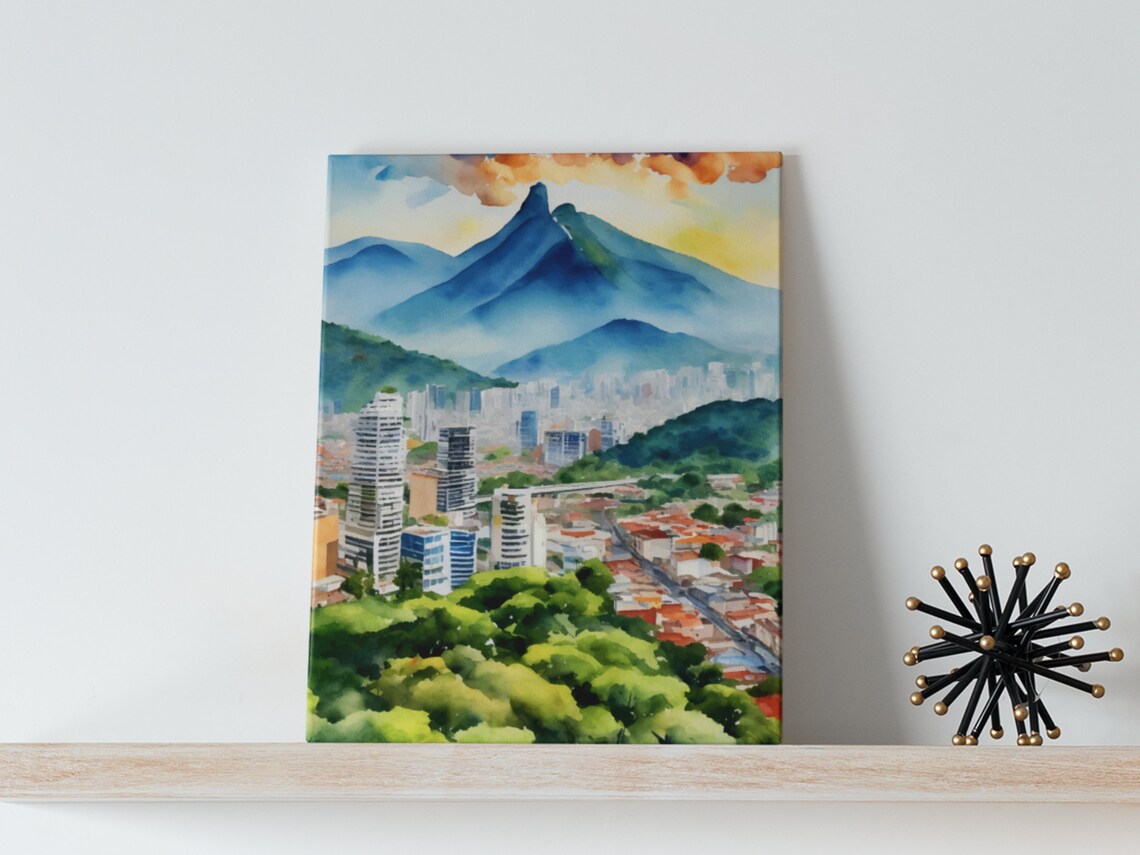 Caracas Watercolor Travel Poster, Venezuela Souvenir