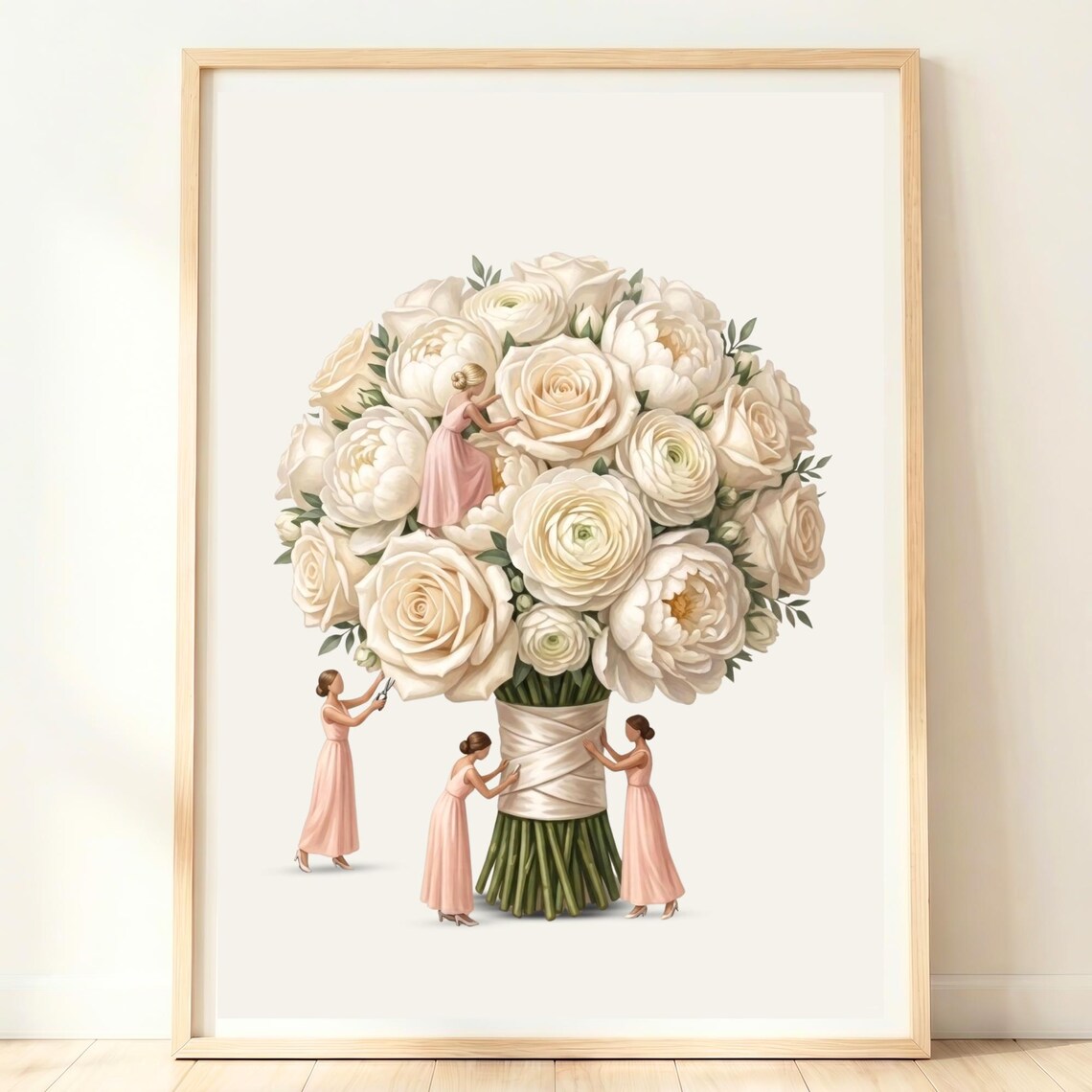 Bridal Bouquet Art Print, Romantic Floral Decor