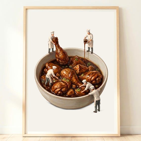 Filipino Art Chicken Adobo Wall Food Print Gift Idea Kitchen Decor