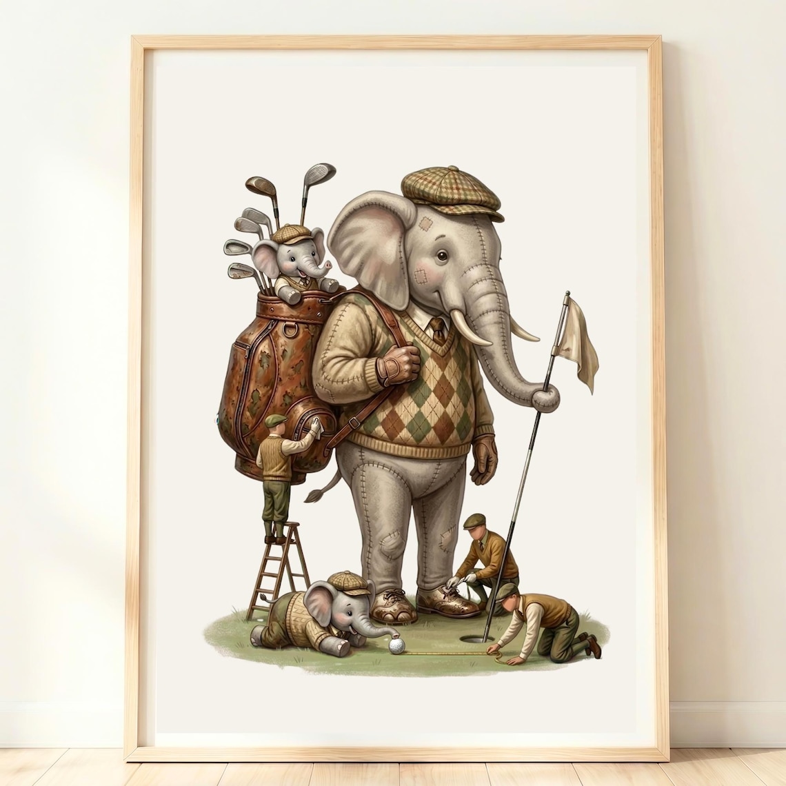 Elephant Nursery Art, Golf Safari Decor