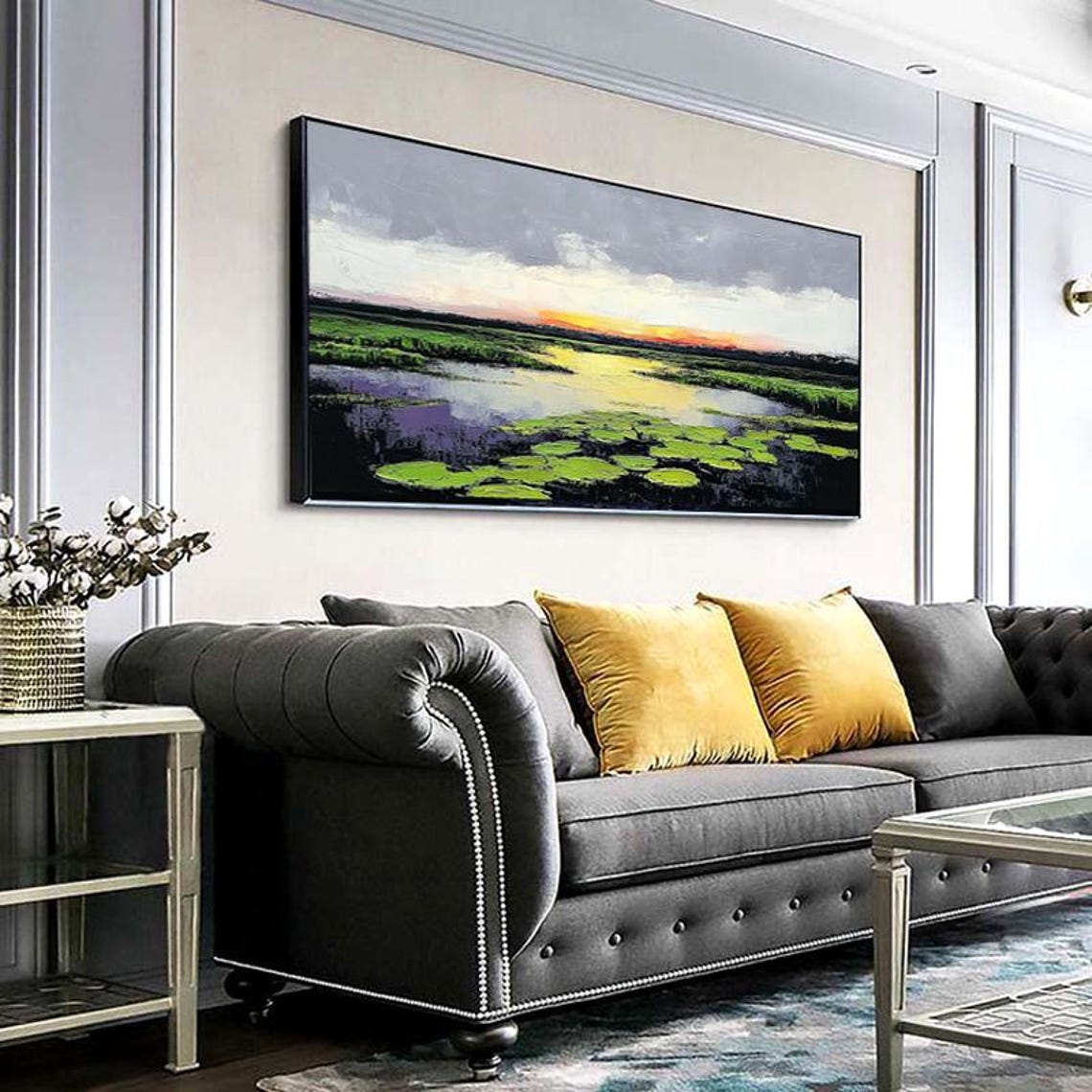 Tranquil Wetland Lake at Golden Sunset With Green Lily Pads Poster - Image 5