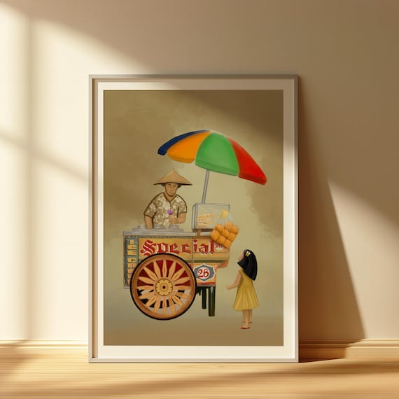Filipino Sorbetero Art Print Philippines Nostalgic Street Food Vendor Home And Kitchen Wall Decor Pinoy Poster Sorbetes