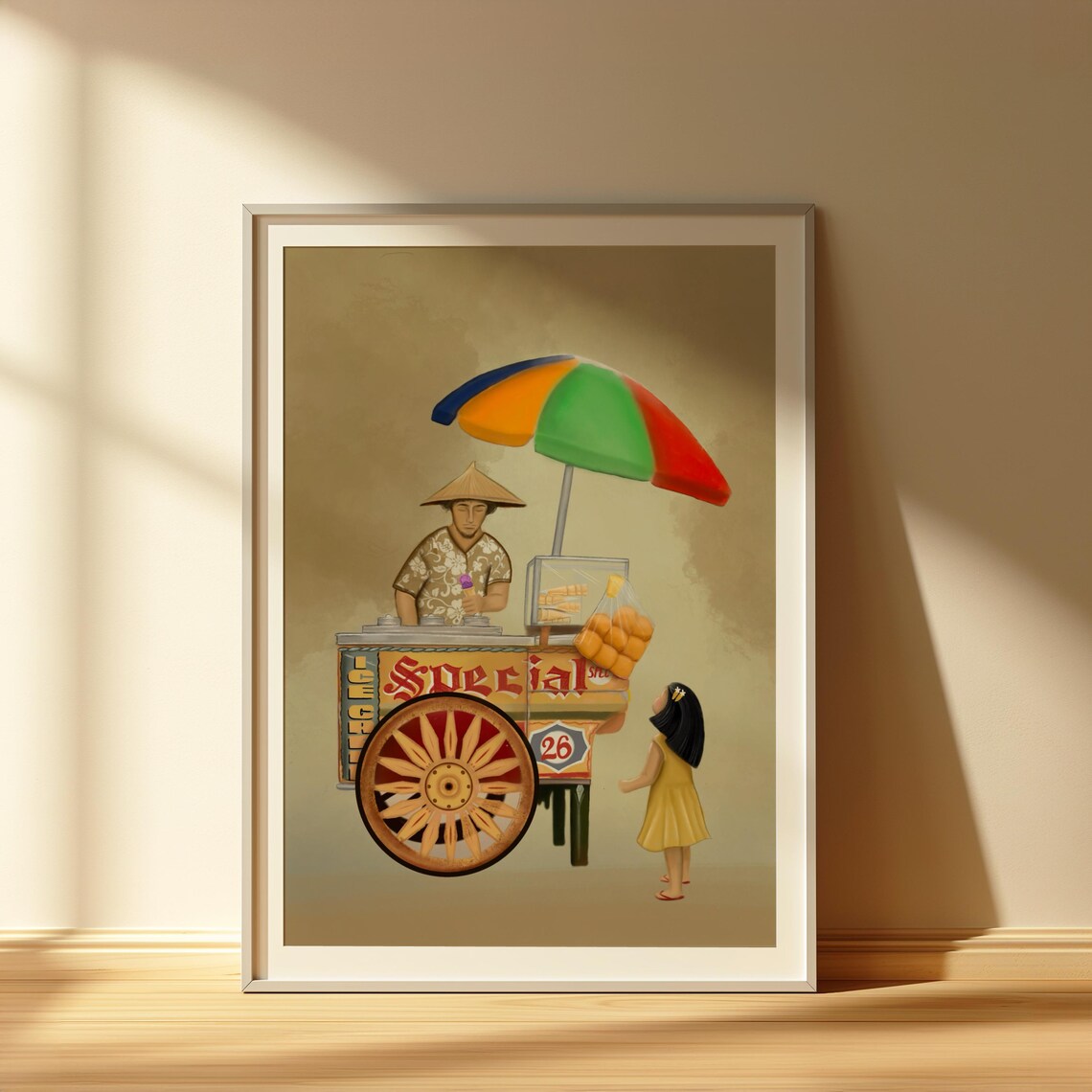 Filipino Sorbetero Dirty Ice Cream Cart Nostalgic Street Art Poster