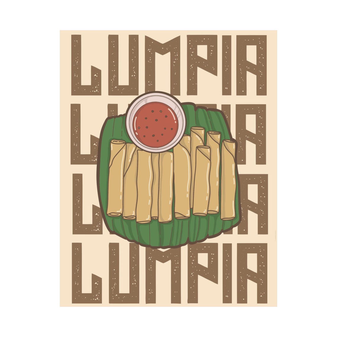Lumpia Filipino Spring Rolls Bold Retro Typography Foodie Poster