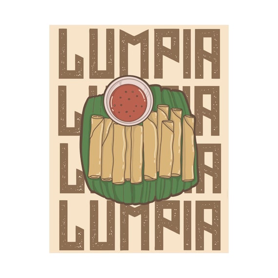 Lumpia Filipino Spring Rolls Bold Retro Typography Foodie Poster