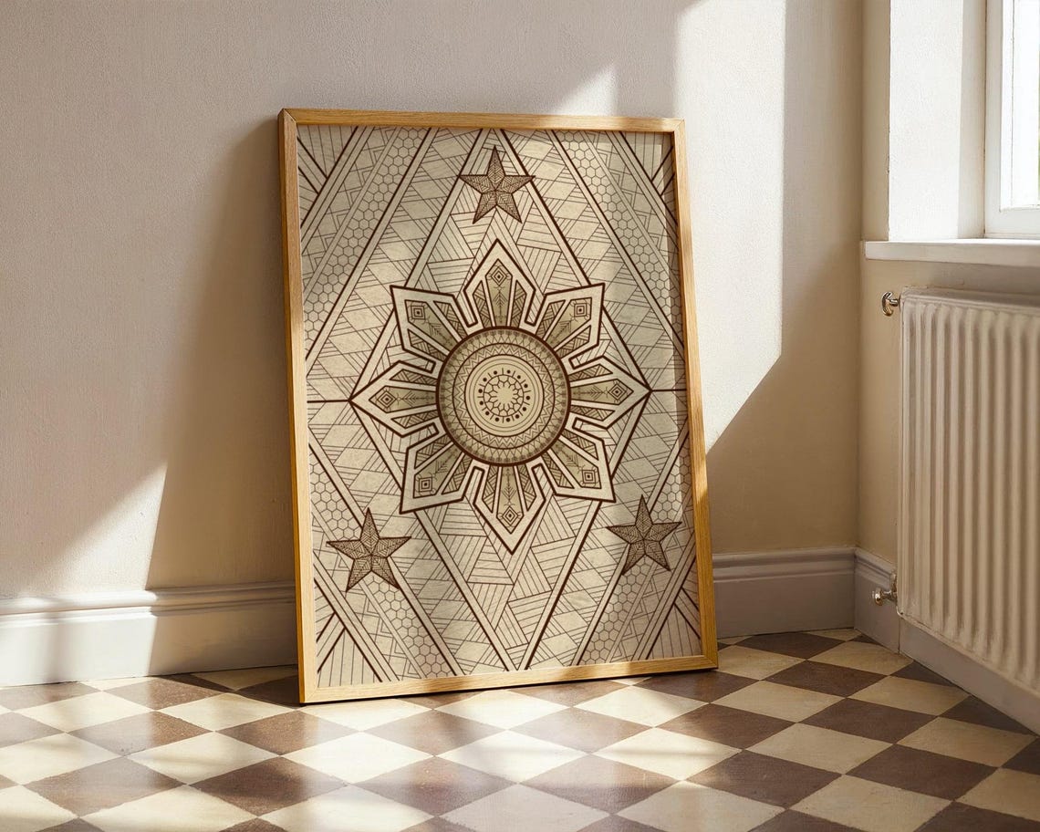 Three Stars And A Sun Tribal Geometric Filipino Heritage Poster